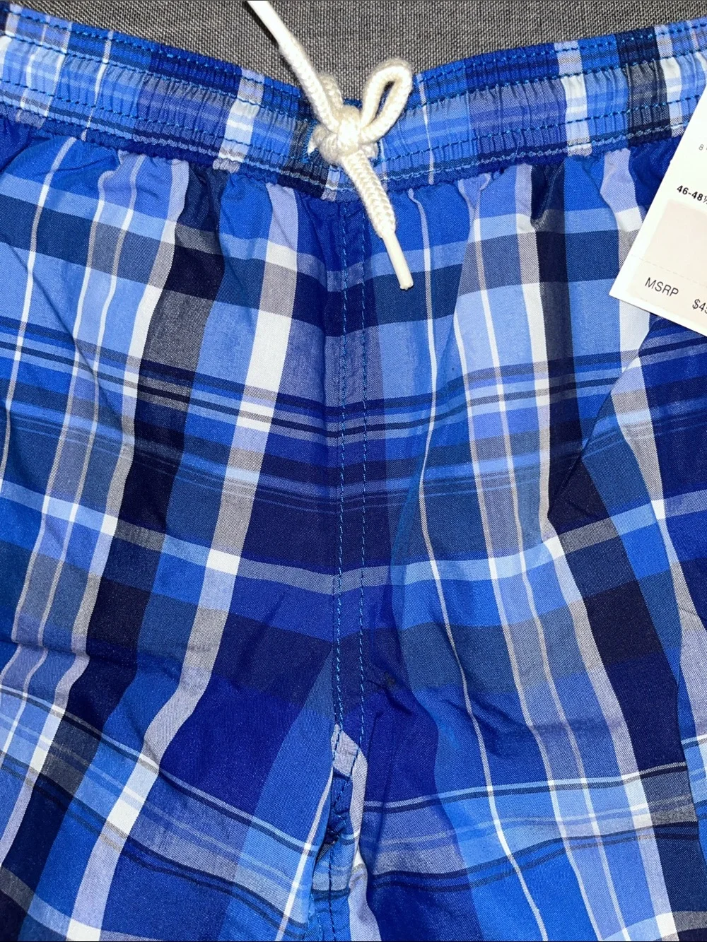 NWT Boys Polo Ralph Lauren Blue Plaid Swimsuit with pockets size 6